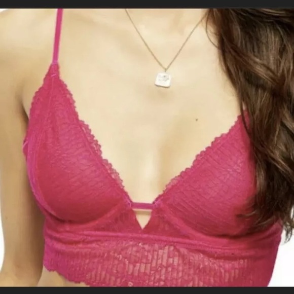 Free People Alyssa Underwire Bralette Fuschia Lace - Picture 3 of 8
